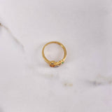 Laurel Heart Ring 2.75gr / Size 5 3/4 / Blue Green Fuchsia Zircons Two Yellow White Golds&