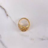 Ring Sign Weight 10.8gr / Size 11 1/4 / White Zircons Two-tone Yellow and Rose Gold &