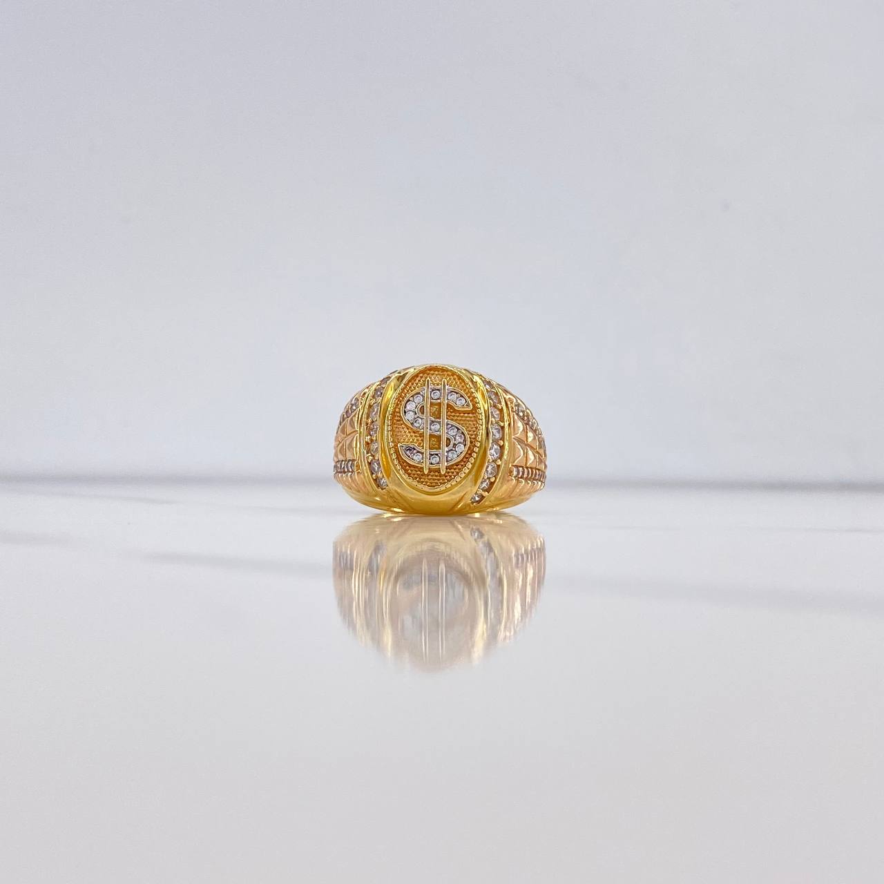 Ring Sign Weight 10.8gr / Size 11 1/4 / White Zircons Two-tone Yellow and Rose Gold &