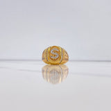 Ring Sign Weight 10.8gr / Size 11 1/4 / White Zircons Two-tone Yellow and Rose Gold &