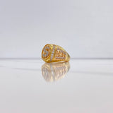Ring Sign Weight 10.8gr / Size 11 1/4 / White Zircons Two-tone Yellow and Rose Gold &