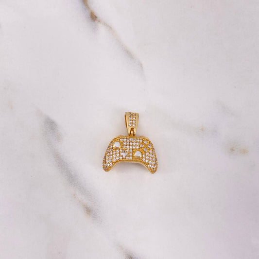 Pendant Controller X  5.25gr / 2cm / White Zircons  Two Yellow and White Golds &