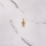 Pendant Jesus 1.1gr / 2.5cm / White Zircons Yellow Gold &