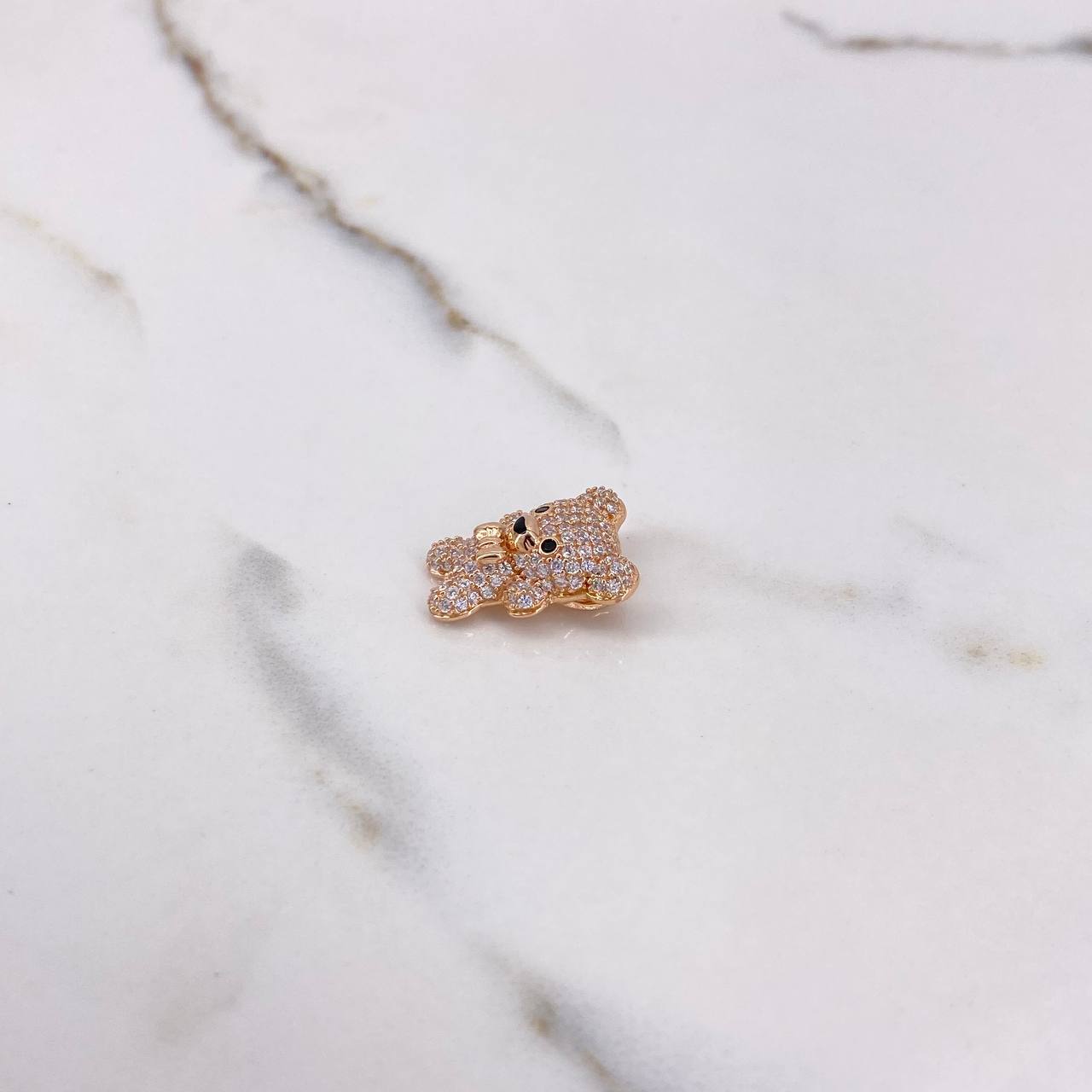 Pendant Bear 3.3gr / 2cm / White Black Zircons Rose Gold &