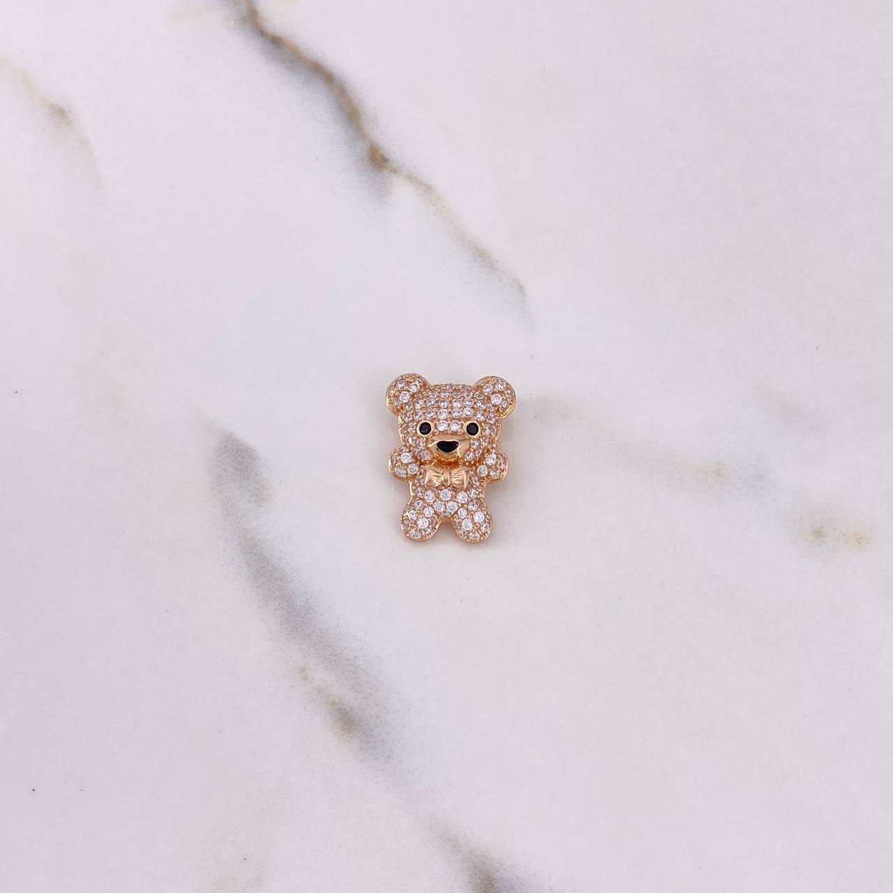 Pendant Bear 3.3gr / 2cm / White Black Zircons Rose Gold &
