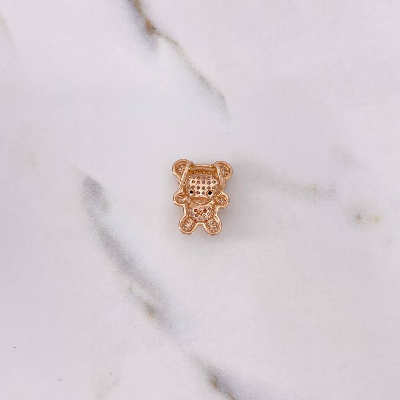 Pendant Bear 3.3gr / 2cm / White Black Zircons Rose Gold &