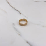 Three Line Band Ring 3.4gr / T6 1/4 / White Zircons Yellow Gold $