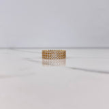 Three Line Band Ring 3.4gr / T6 1/4 / White Zircons Yellow Gold $