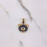 Pendant Bear Face 3.75gr / 2.5cm / Black Green Zircons Yellow Gold $