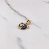 Pendant Bear Face 3.75gr / 2.5cm / Black Green Zircons Yellow Gold $