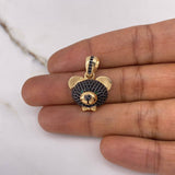 Pendant Bear Face 3.75gr / 2.5cm / Black Green Zircons Yellow Gold $