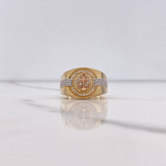 Anchor Ring 9.45gr / T10 / White Zircons Three Golds $