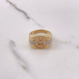 Anchor Ring 9.45gr / T10 / White Zircons Three Golds $
