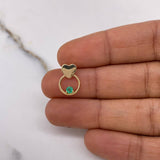 Dije Argolla Corazon 0.55gr / 1.5cm / Esmeralda 15pts Oro Amarillo (Joya) &