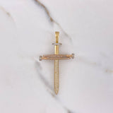 Dije Cruz Clavos 7.55gr / 6cm / Circones Blancos Tres Oros $