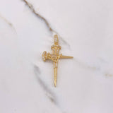Dije Cruz Clavos Corona Espinas 8.45gr / 5cm / Circones Blancos Oro Amarillo $