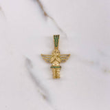 Pendant Angel 7.45gr / 3.8cm / White Green Zircons Yellow Gold $
