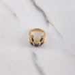 Frog Ring 7.35gr / Size 6 1/4 / Fuchsia Blue Black Zircons Yellow Gold $