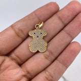 Pendant Bear Ts 2.3gr / 2.5cm / White Blue Zircons Yellow Gold $