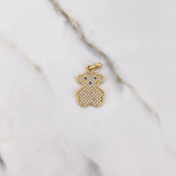 Pendant Bear Ts 2.3gr / 2.5cm / White Blue Zircons Yellow Gold $