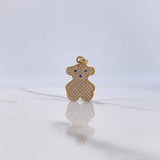Pendant Bear Ts 2.3gr / 2.5cm / White Blue Zircons Yellow Gold $