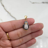 Pendant Penguin 3.65gr / 2.5cm / White and Black Zircons Two Yellows Gold White &