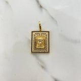 Pendant Rectangular Medusa Plate 8.8gr / 3.6cm / White and Black Zircons Yellow Gold &