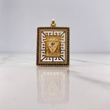 Pendant Rectangular Medusa Plate 8.8gr / 3.6cm / White and Black Zircons Yellow Gold &