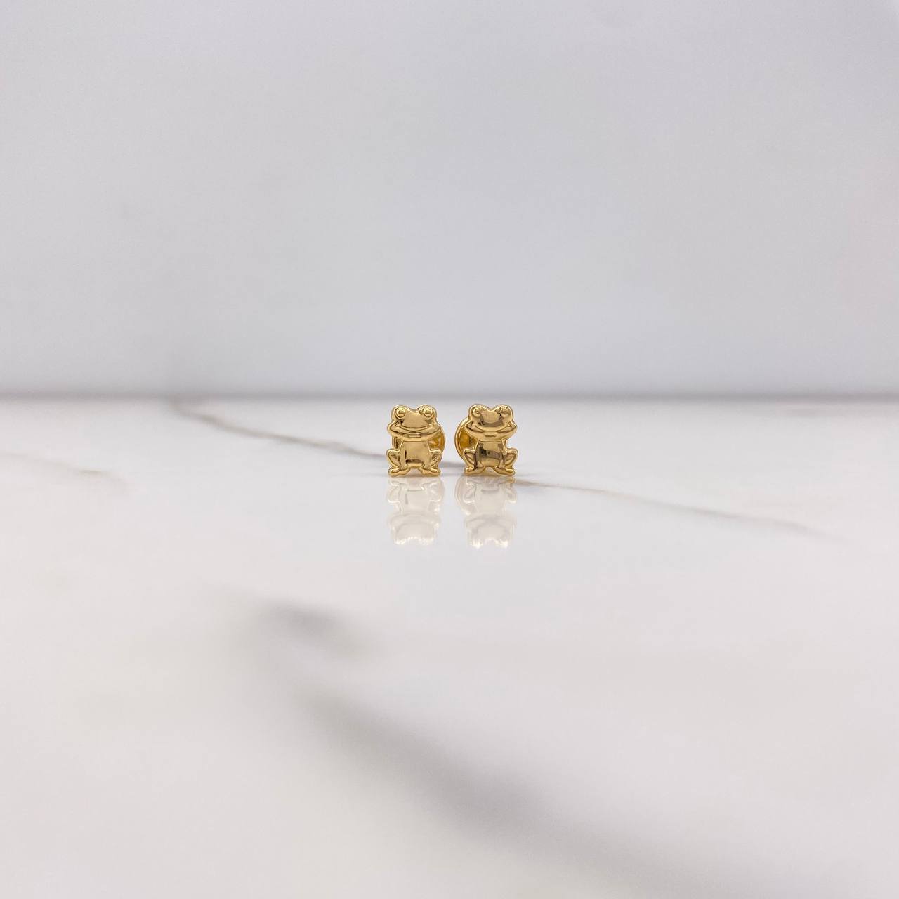 Stud Earrings Frog 0.55gr / Polished Yellow Gold $