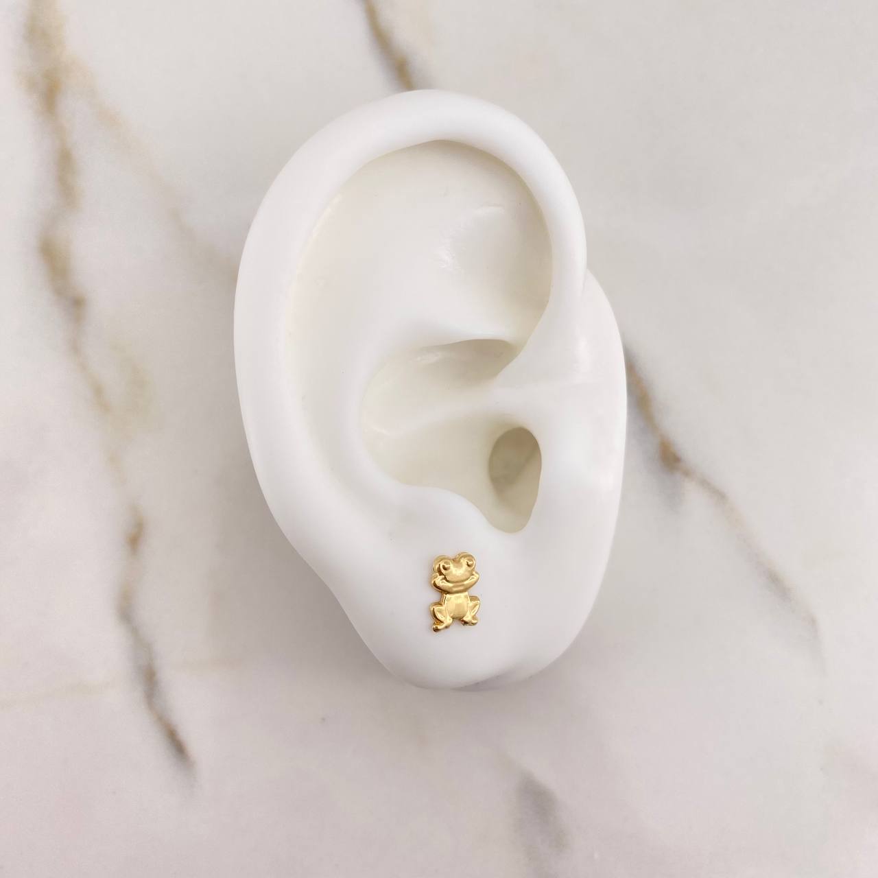 Stud Earrings Frog 0.55gr / Polished Yellow Gold $
