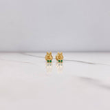 Stud Earrings Rabbit 0.75gr / Silhouette Green Zircons Yellow Gold $