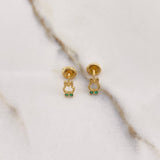 Stud Earrings Rabbit 0.75gr / Silhouette Green Zircons Yellow Gold $