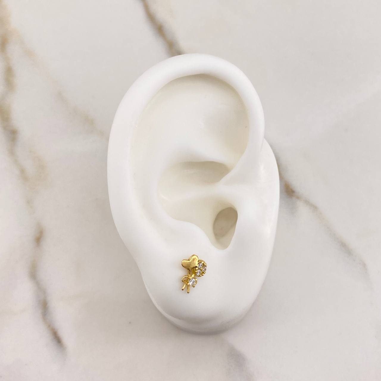 Stud Earrings Bombom 0.9gr / White Zircons Yellow Gold $