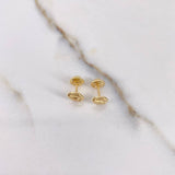 Stud Earrings Double Studs 0.5gr / Smooth Yellow Gold &