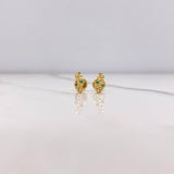 Stud Earrings Seahorse 0.75gr / Green Zircons Yellow Gold &