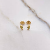 Stud Earrings Seahorse 0.75gr / Green Zircons Yellow Gold &