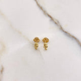 Stud Earrings Seahorse 0.75gr / White Zircons Yellow Gold &