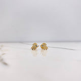 Stud Earrings Elephant 1.05gr / White Blue Zircons Yellow Gold &