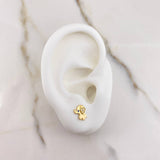 Stud Earrings Elephant 1.05gr / White Blue Zircons Yellow Gold &