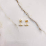 Stud Earrings Infinite 0.65gr / White Zircons Yellow Gold &