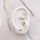 Stud Earrings Infinite 0.65gr / White Zircons Yellow Gold &