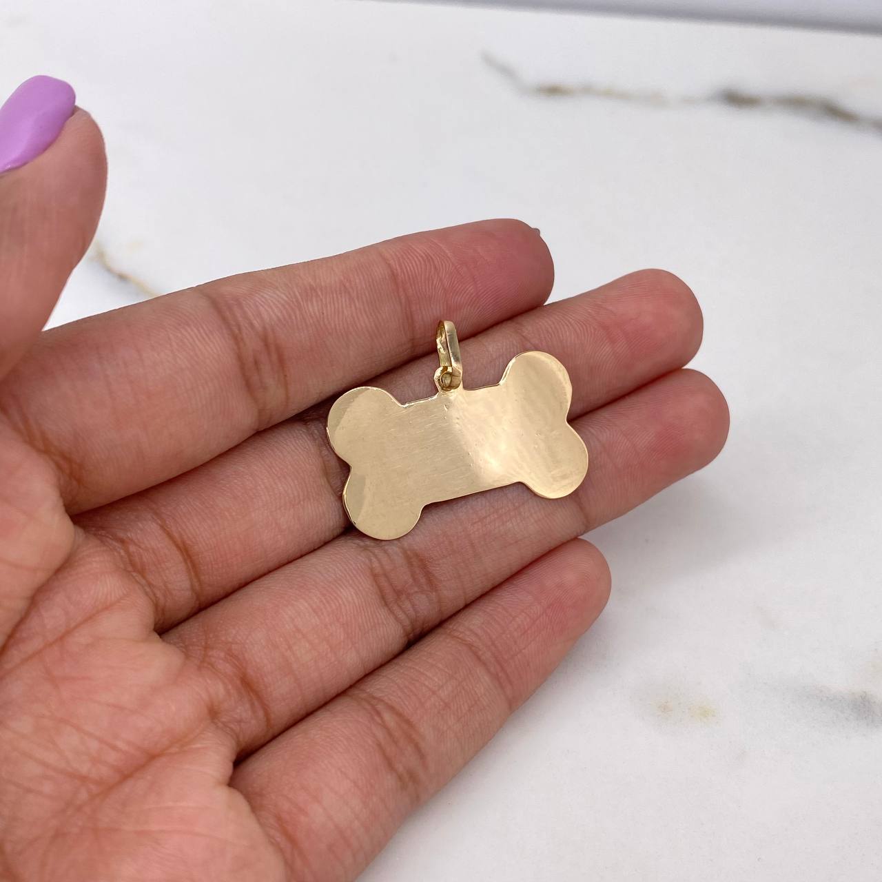 Pendant Bone Plate 1.85gr / 2.6cm / Polished Yellow Gold $