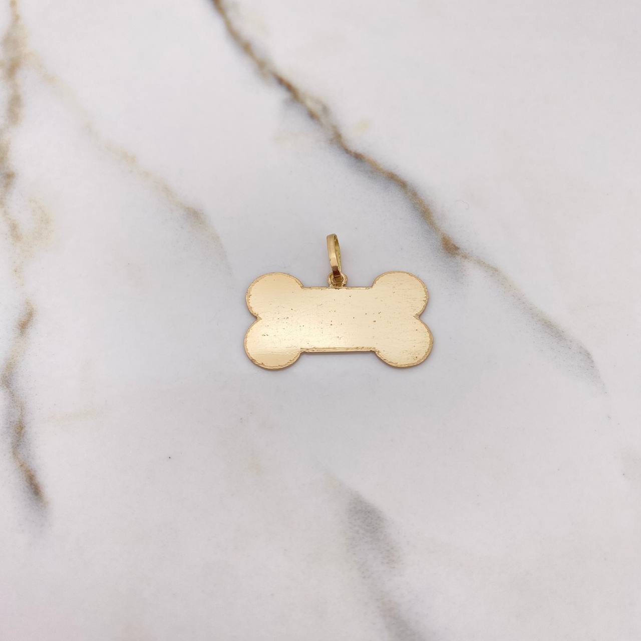 Pendant Bone Plate 2.35gr / 2.8cm / Edges Diamond Cut Yellow Gold $