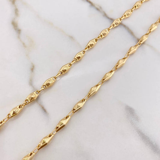 Rustic Pyramid Chain 12gr / 65cm / 4mm Striped Yellow Gold &