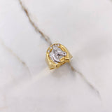 Horse Horseshoe Ring 3.35gr / Size 9 3/4 / Two Yellow and White Golds$