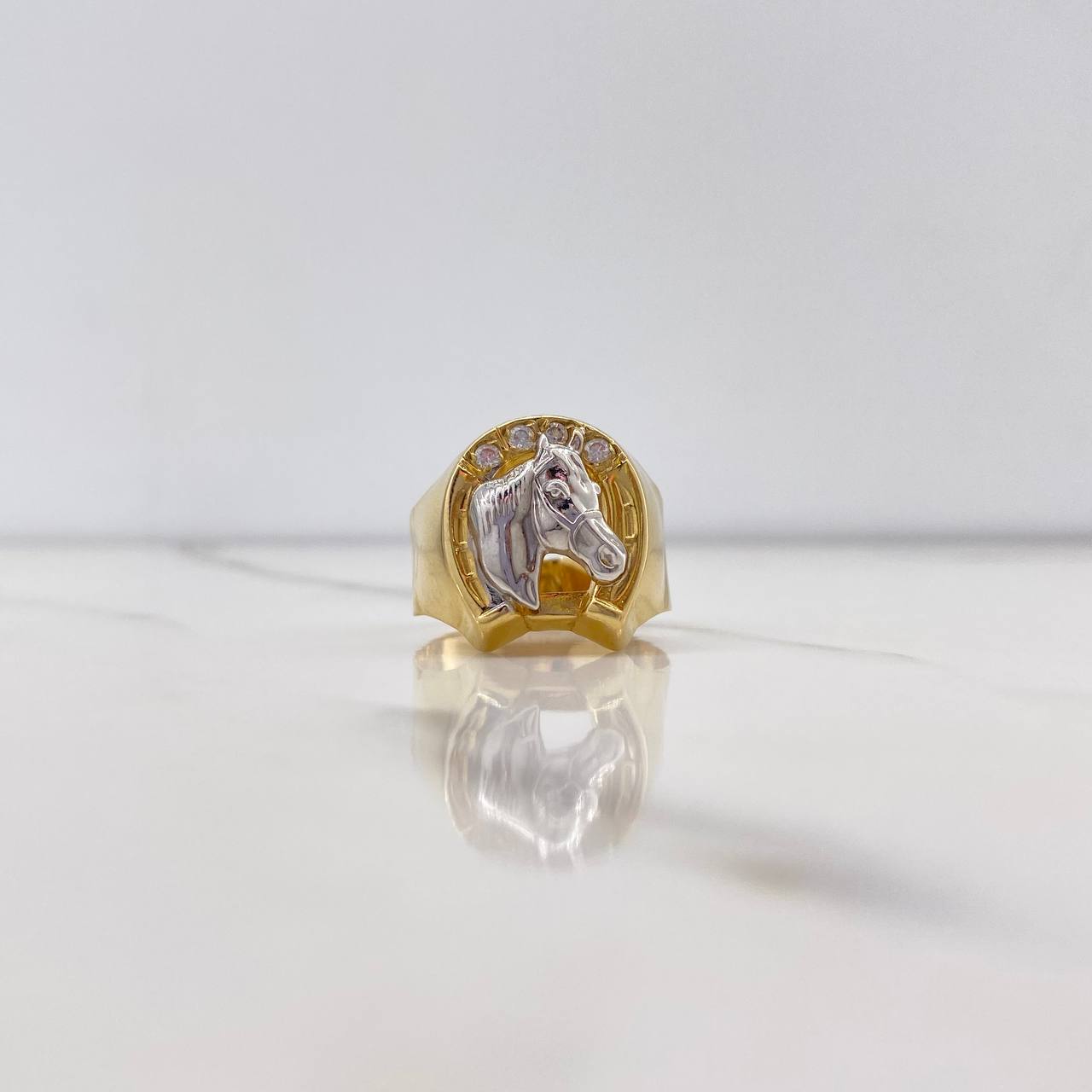 Horse Horseshoe Ring 3.35gr / Size 9 3/4 / Two Yellow and White Golds$