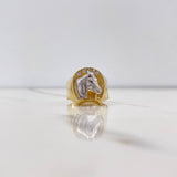 Horse Horseshoe Ring 3.35gr / Size 9 3/4 / Two Yellow and White Golds$