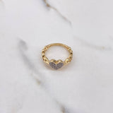Heart Ring Circles 2.9gr / Size 6 1/4 / White Zircons Two Yellow and White Golds $