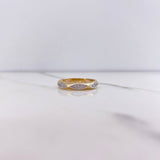 Ring Band Rhombus 2.9gr / Size 6 1/2 / White Zircons Yellow Gold &