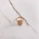 Bear Ring 3.55gr / Size 5 1/2 / White and Black Zircons Rose Gold &